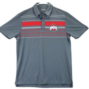 Ohio State Buckeyes Men's Gray Striped Performance Polo Shirt Size Medium